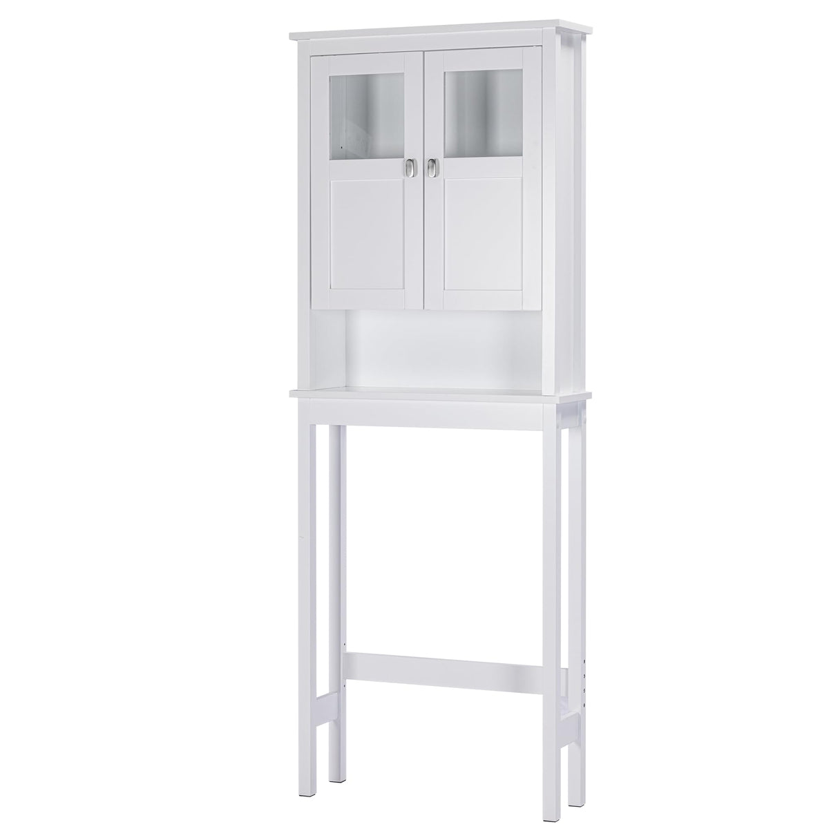 White Over the Toilet Storage Cabinet with Glass Doors W237924