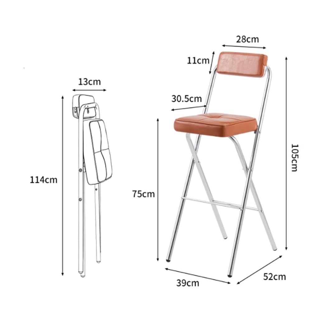 Black Folding Bar Stool with Backrest H860