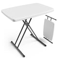 Folding Table 30 Inch Adjustable Height White Granite H96887