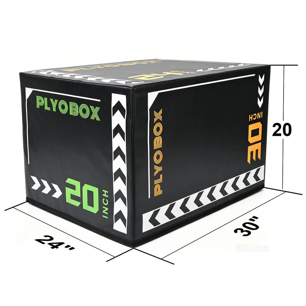 3-in-1 Foam Plyometric Jump Box, 20/24/30 Inch Plyo Box with Non-Slip PVC Cover G7080