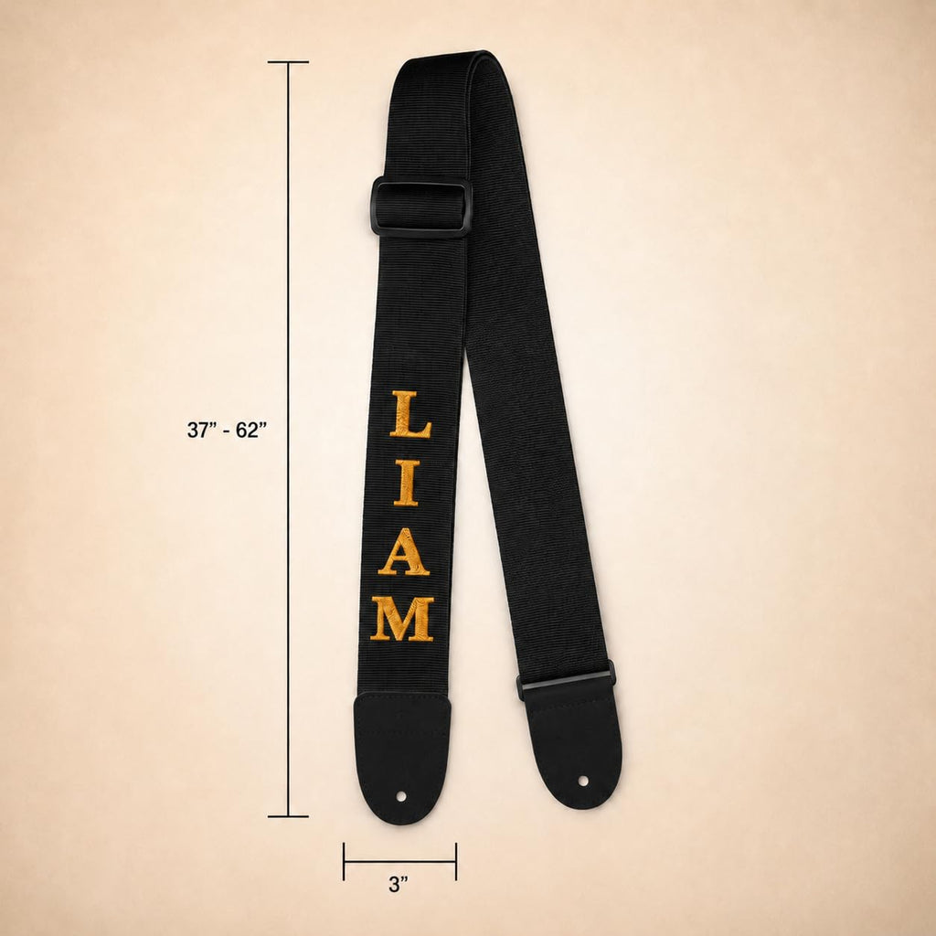 Black 3" Embroidered Guitar Strap E42838