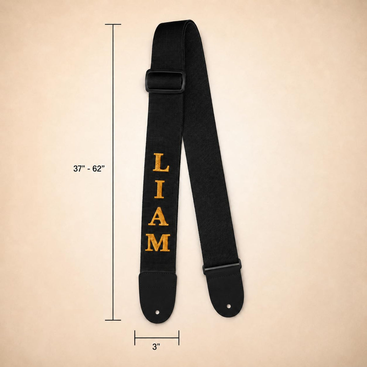 Black 3" Embroidered Guitar Strap E42838