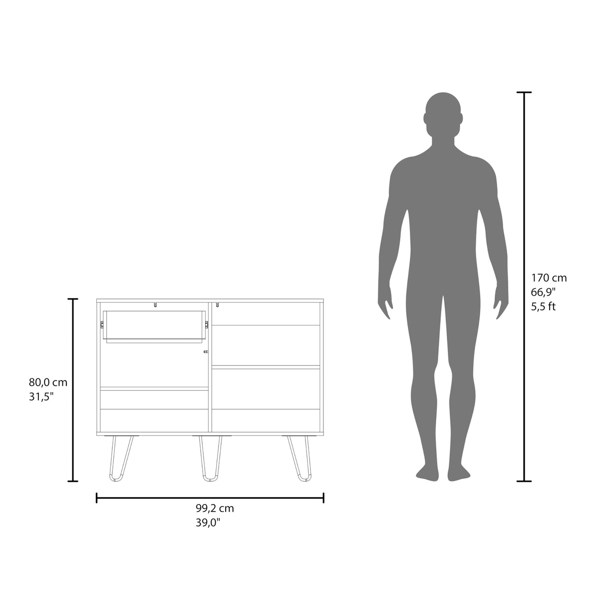 39" Wide Console Table with Two Cabinets, One Drawer and Four Shelves Q2353