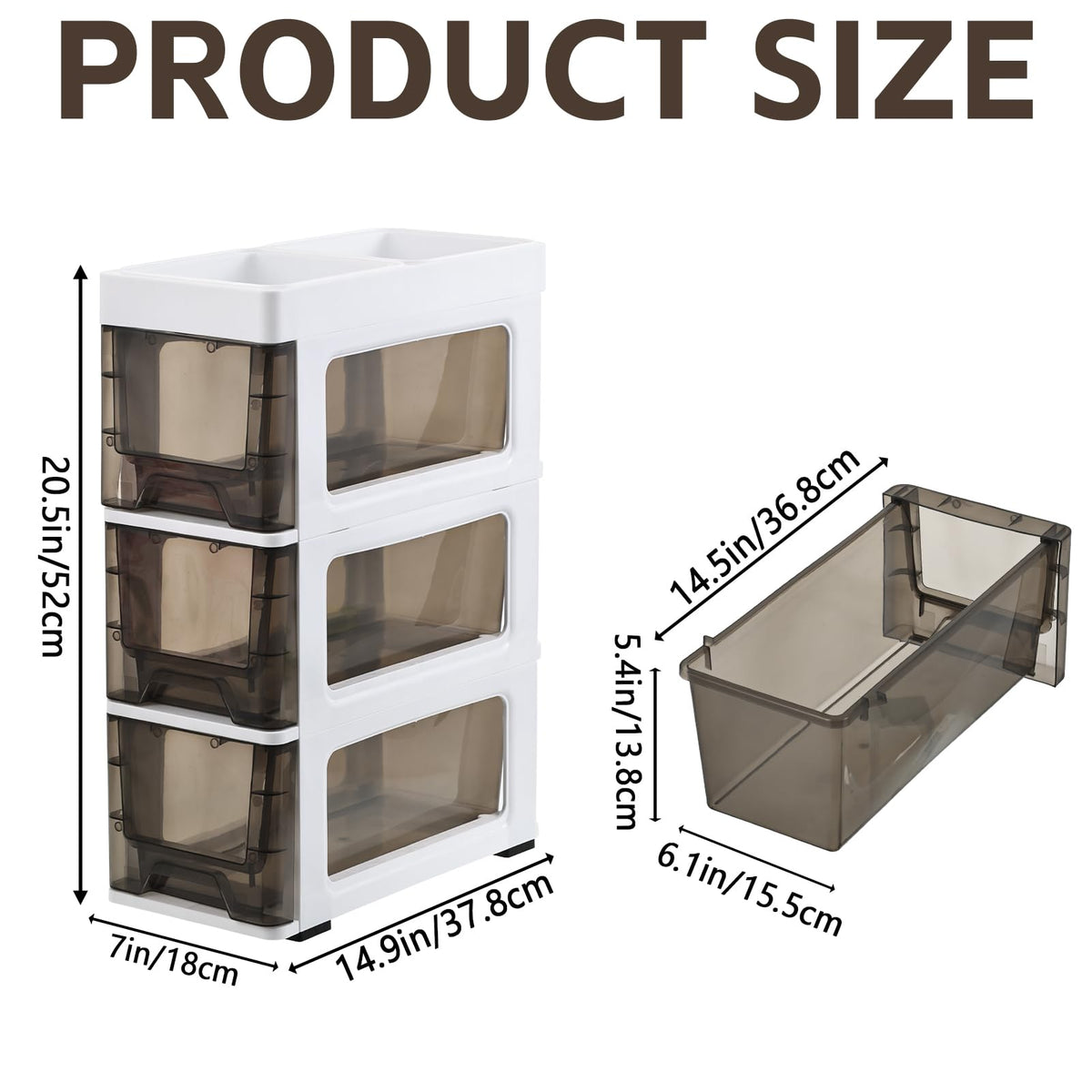 3 Drawer Narrow Plastic Storage Cart with Wheels V419