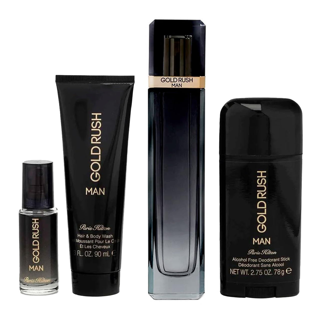 3.4 oz EDT Spray 0.5 oz EDT Spray 3.0 oz Hair Body Wash 2.75 oz Deodorant Stick 4 Pc Gift Set E763293