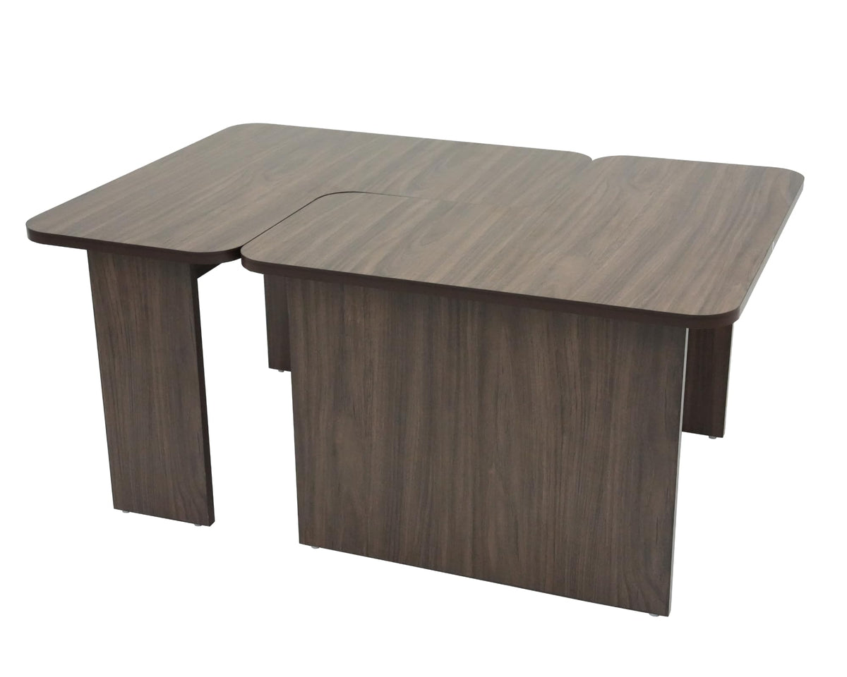 L Shaped Nesting Coffee Table Set of 2 Walnut Y810643