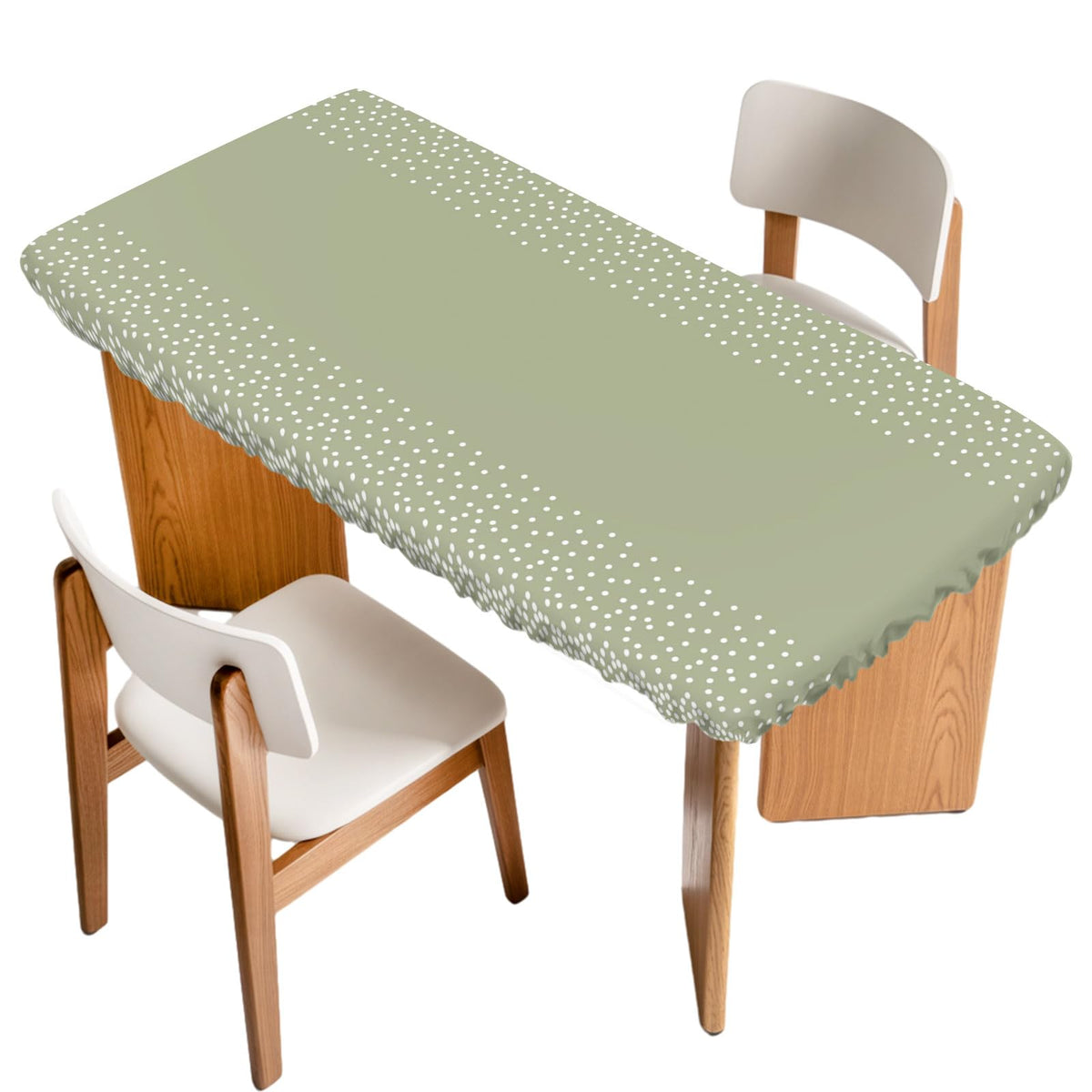 White Speckles Grain Fitted Rectangle Tablecloth 32" x 72" Elastic Waterproof Table Cover D534