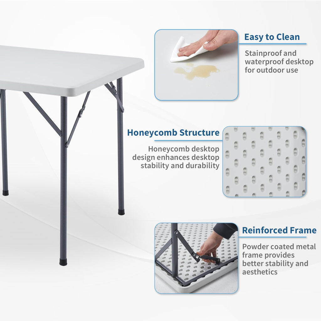 Square Folding Table 31.5"x31.5" Plastic Portable White Q3570