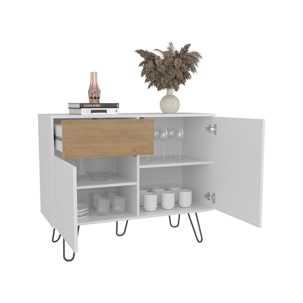 39" Wide Console Table with Two Cabinets, One Drawer and Four Shelves Q2353