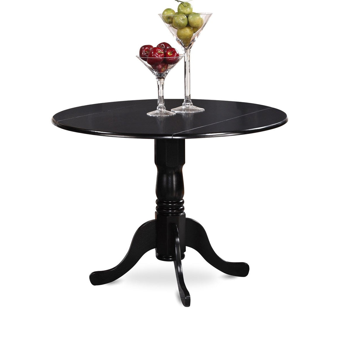 5 Piece Round Dining Table Set with Dropleaf and 4 Faux Leather Chairs H982267