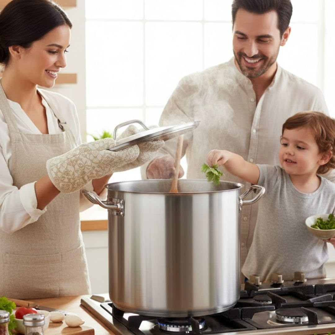 40 qt. Stainless Steel Stock Pot with Lid E468428