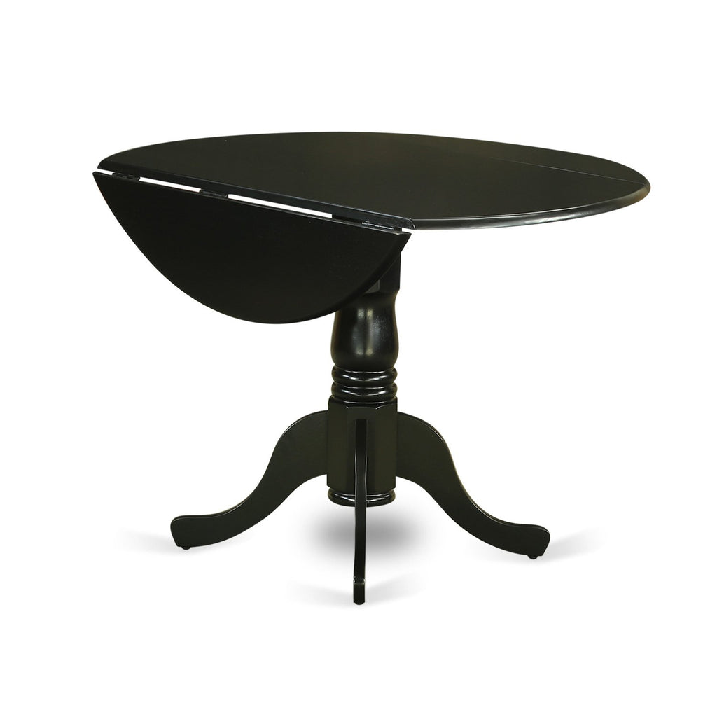 5 Piece Round Dining Table Set with Dropleaf and 4 Faux Leather Chairs H982267