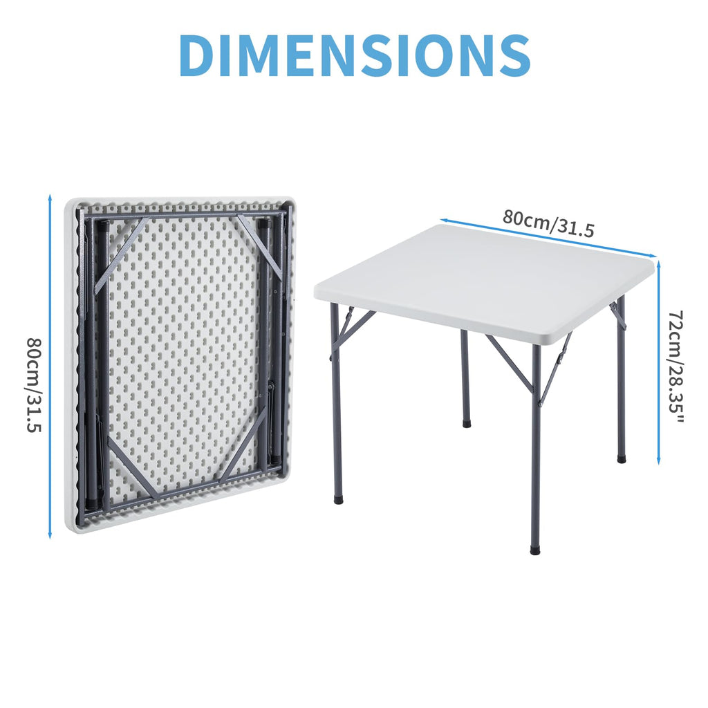 Square Folding Table 31.5"x31.5" Plastic Portable White Q3570