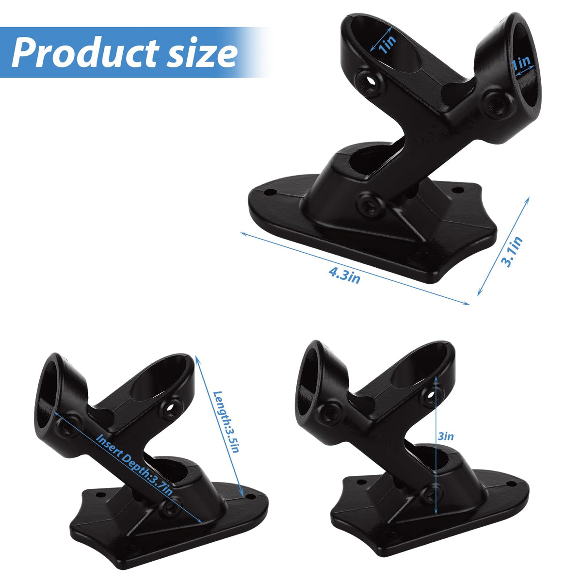 4 Pack Aluminum Flag Pole Holder Brackets 1 inch H356656