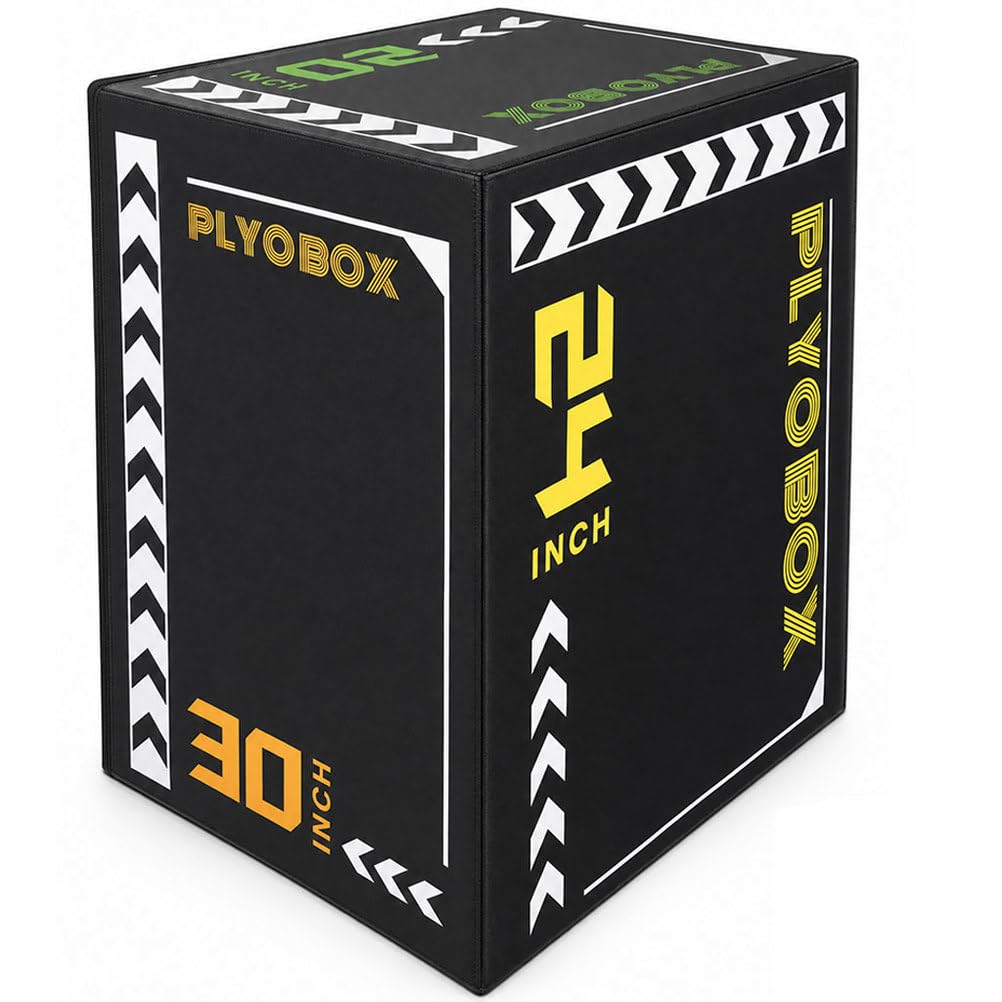 3-in-1 Foam Plyometric Jump Box, 20/24/30 Inch Plyo Box with Non-Slip PVC Cover G7080