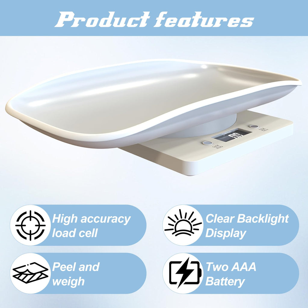 Digital Pet Scale for Small Animal, LED Display, Measures Up to 15kg, White W105