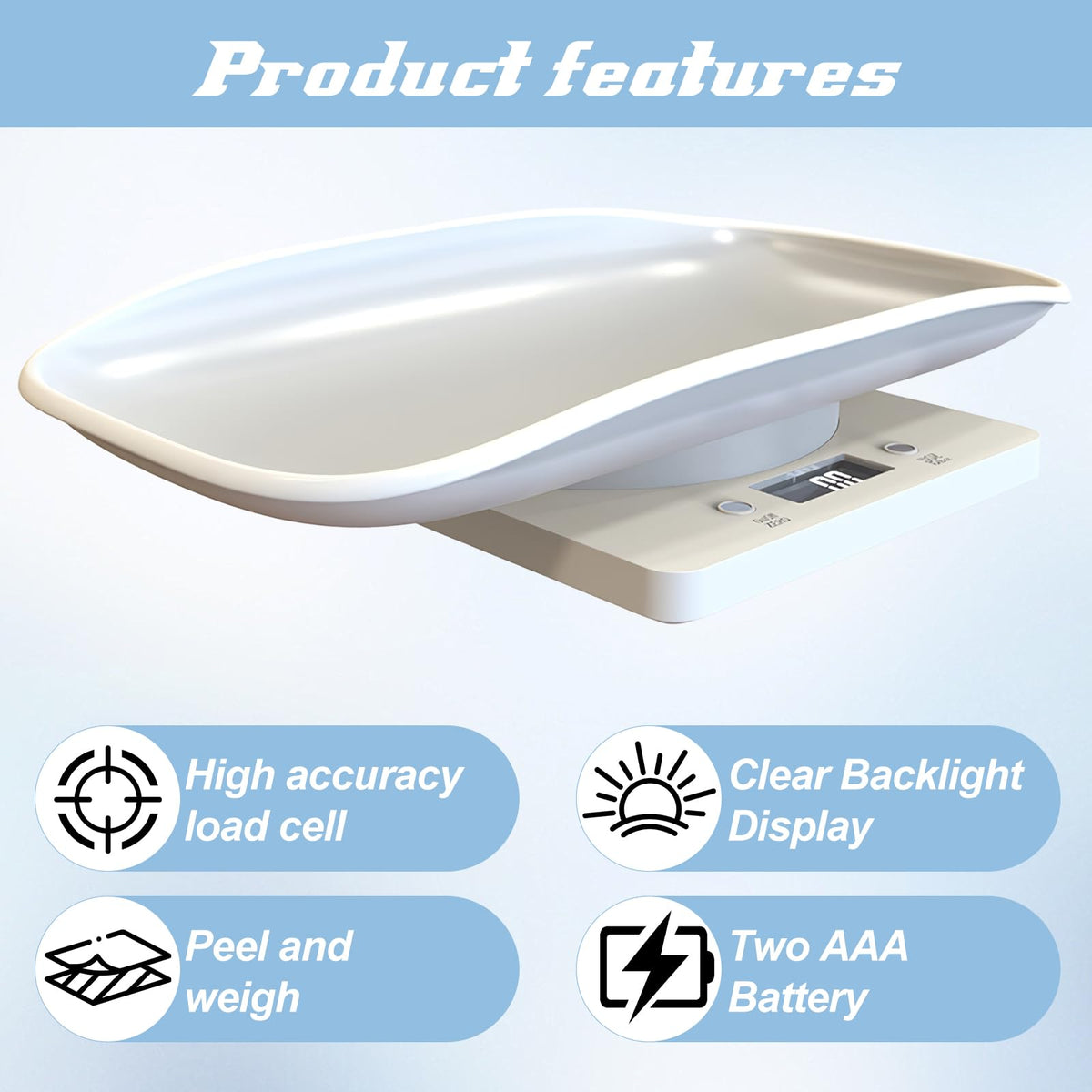 Digital Pet Scale for Small Animal, LED Display, Measures Up to 15kg, White W105