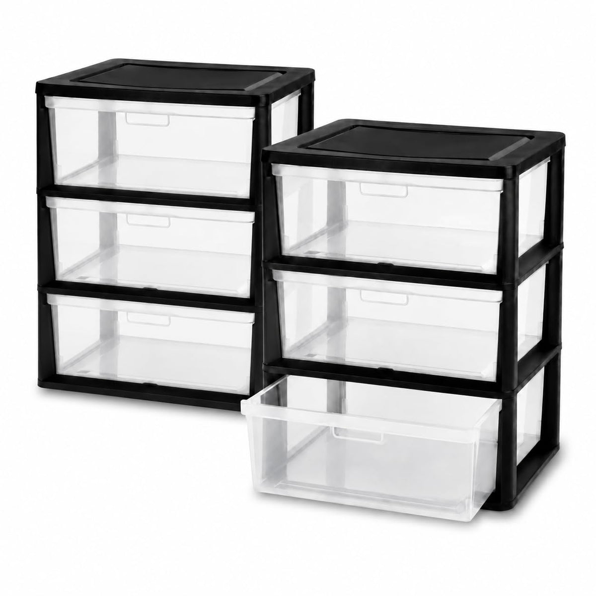 Plastic 3 Drawer Storage Tower with Clear Removable Bins R8542