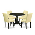 5 Piece Round Dining Table Set with Dropleaf and 4 Faux Leather Chairs H982267
