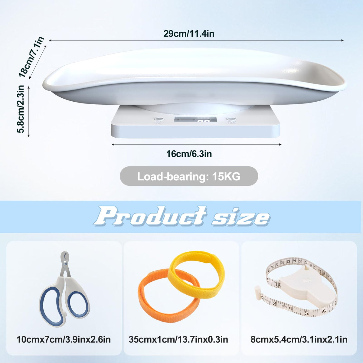 Digital Pet Scale for Small Animal, LED Display, Measures Up to 15kg, White W105