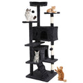 70 Inches Dark Gray Multi-Level Cat Tree with Litter Box Enclosure U810