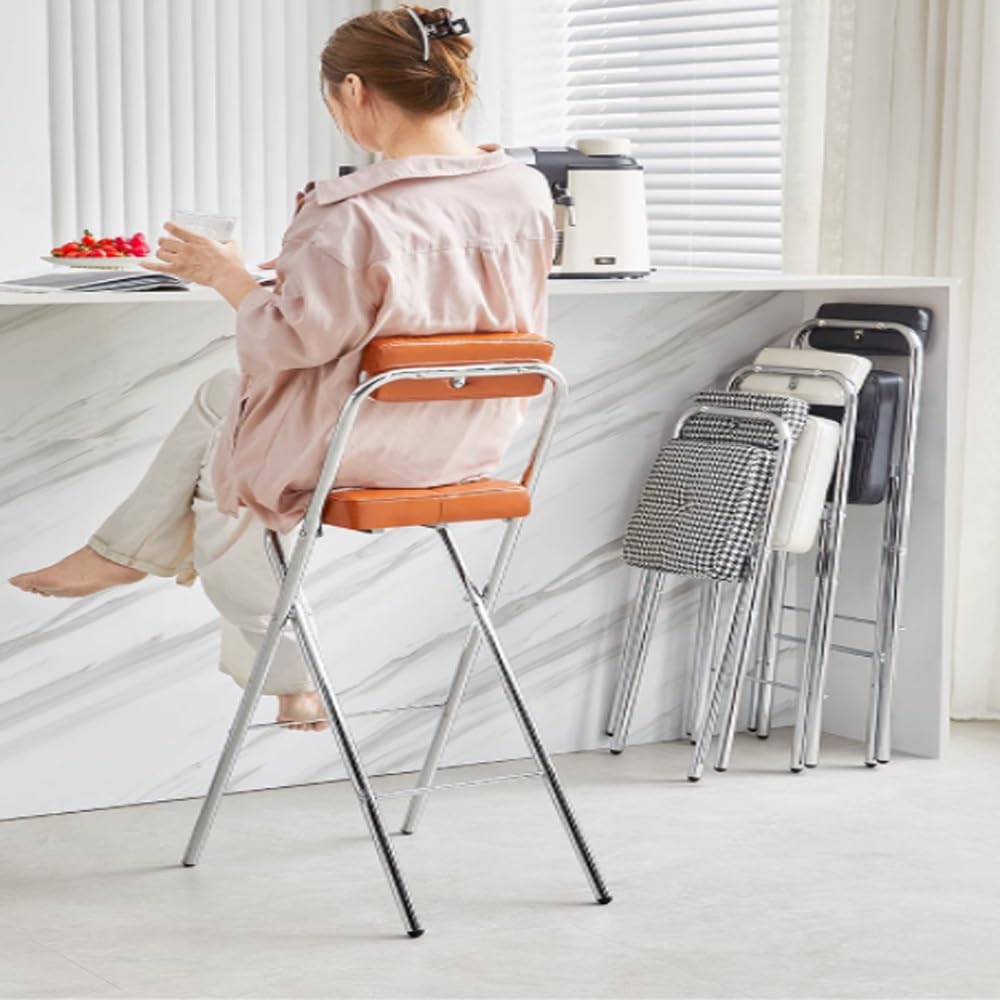 Black Folding Bar Stool with Backrest H860