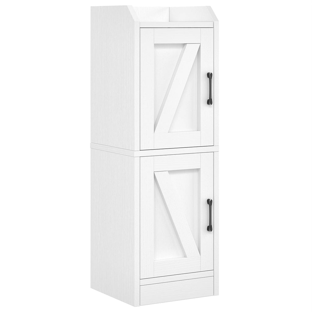 White Narrow Bathroom Storage Cabinet with 2 Doors and Shelves V232