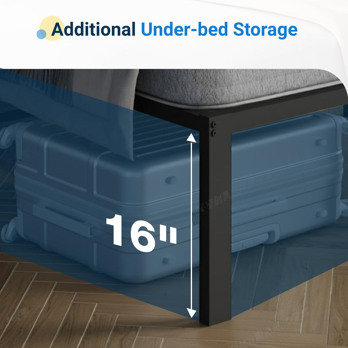 18 Inch Full Size Metal Platform Bed Frame with Headboard S457