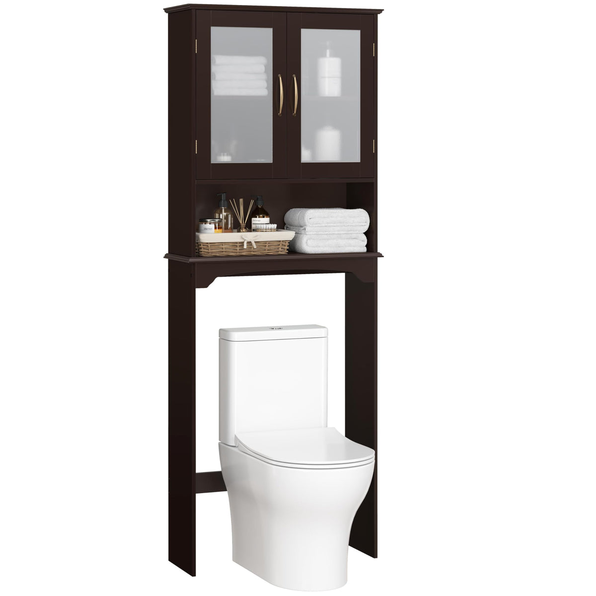 Over the Toilet Storage Cabinet with Glass Doors A318701
