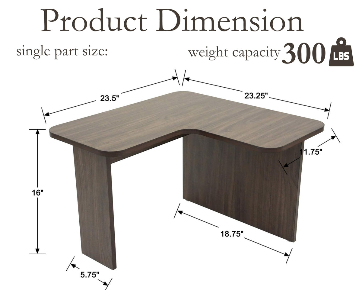 L Shaped Nesting Coffee Table Set of 2 Walnut Y810643