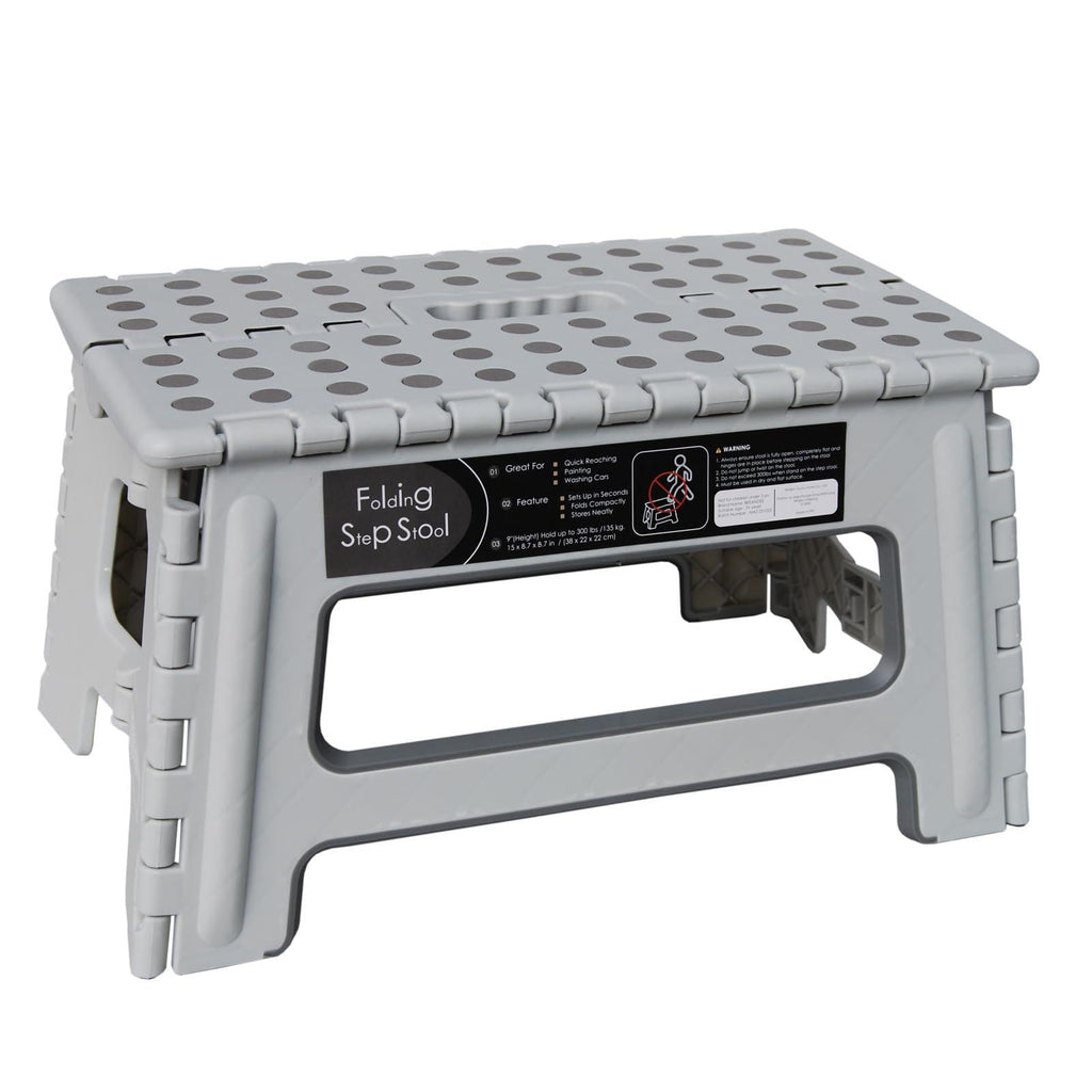 Folding Step Stool 9 Inch Height Gray I8747