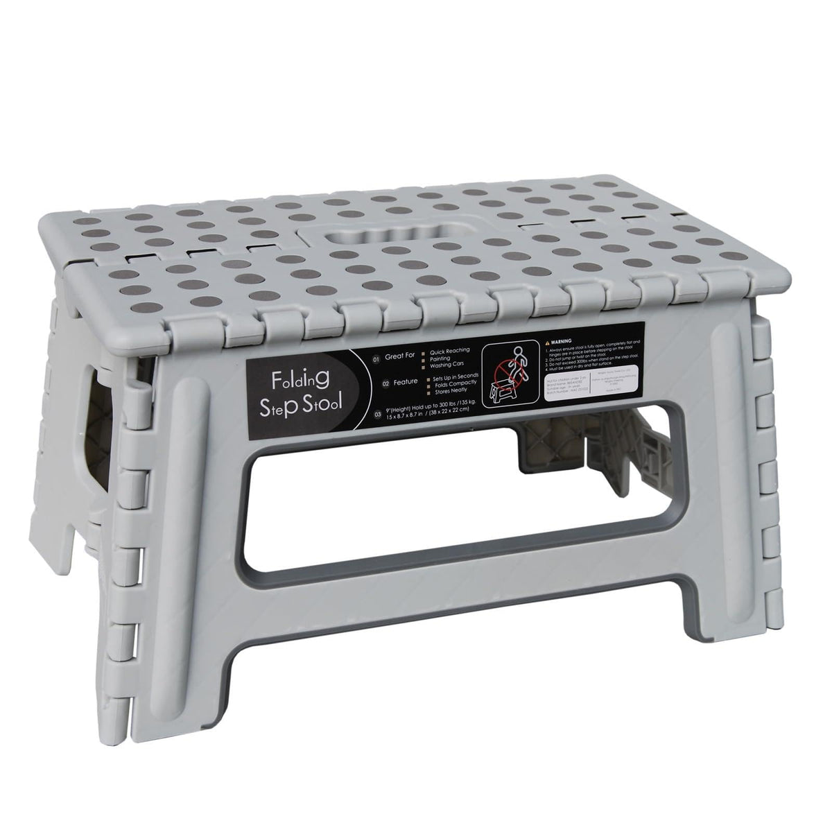 Folding Step Stool 9 Inch Height Gray I8747