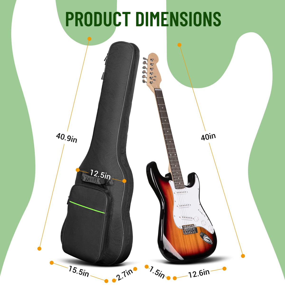 Electric Guitar Bag 0.3in Padded Green B990
