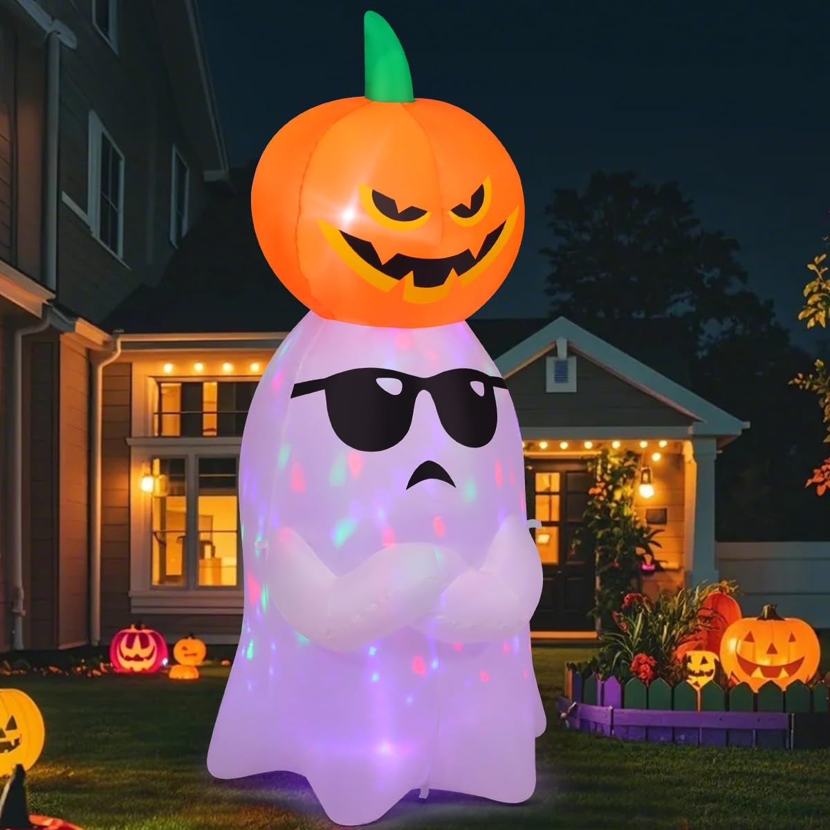 6.2 FT Halloween Inflatables Ghost with Pumpkin G7414