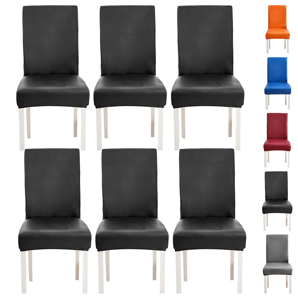 Black 6pcs Leather Chair Cover S1309