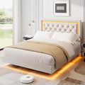 White Full Size Floating Bed Frame D8465