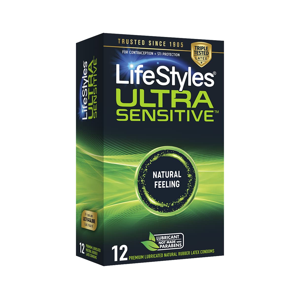 Ultra Sensitive Lubricated Latex Condoms, 12 Count C55555