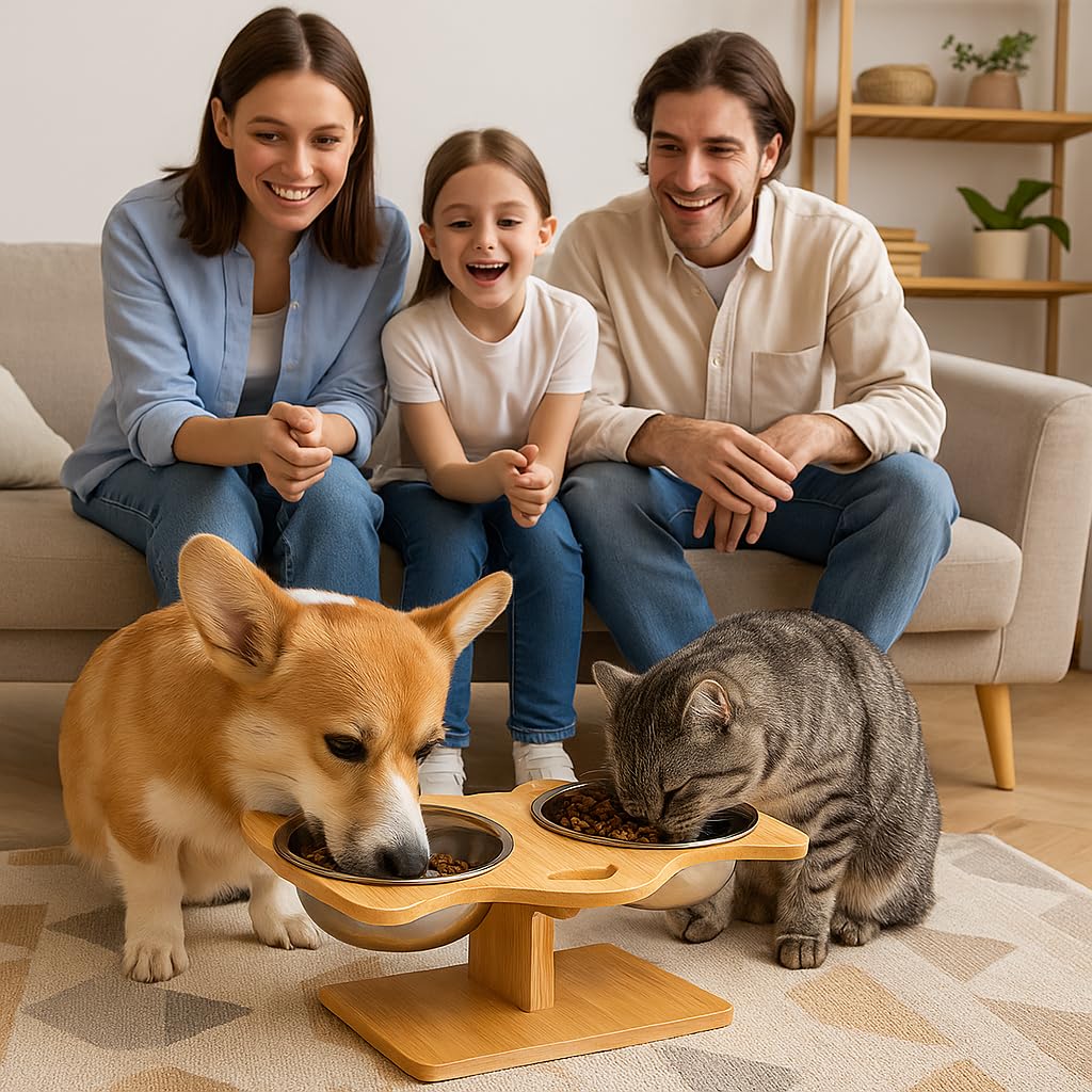 Elevated Stainless Steel Cat and Dog Bowl Set R7432