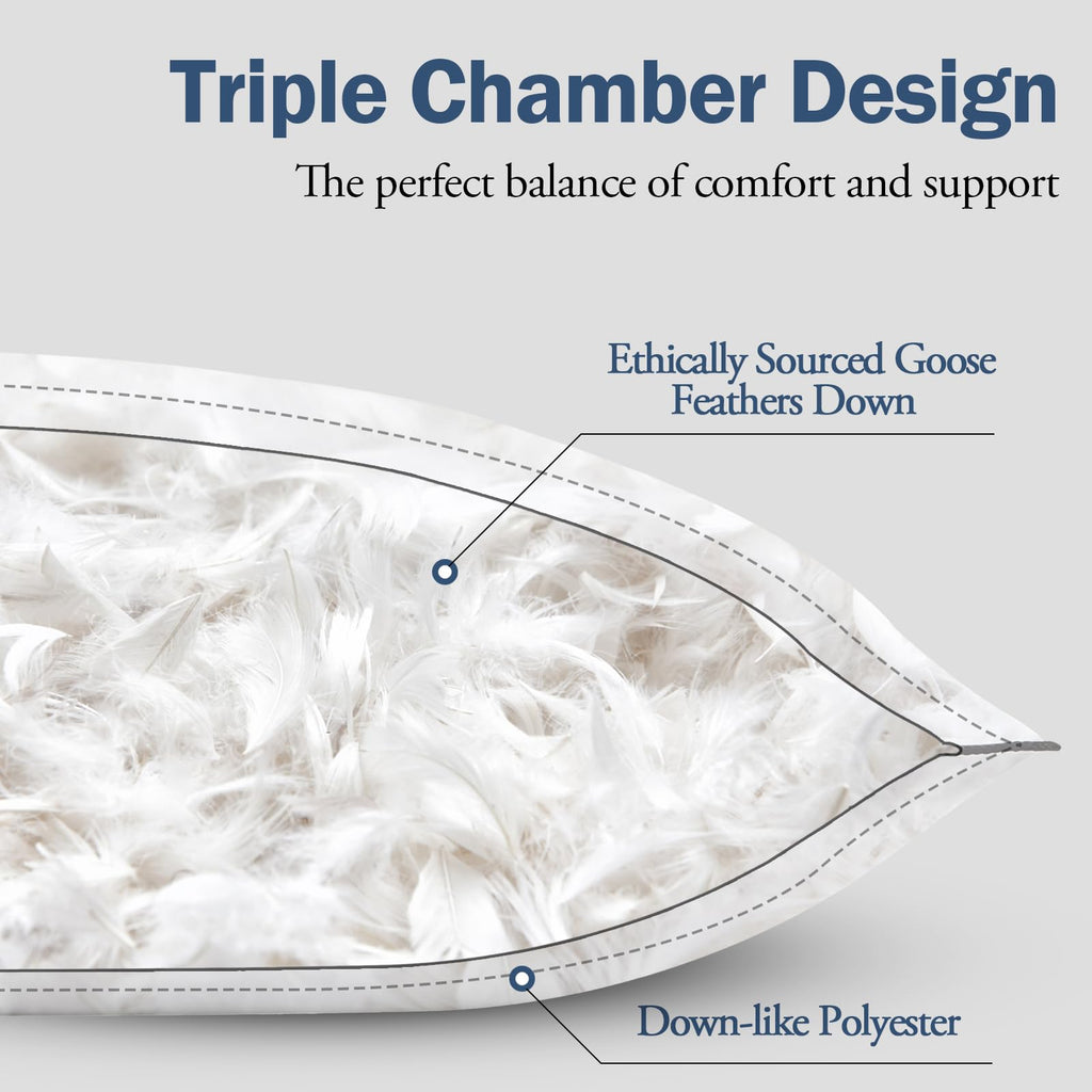 King Size Goose Feather Down Pillows Set of 2 P554