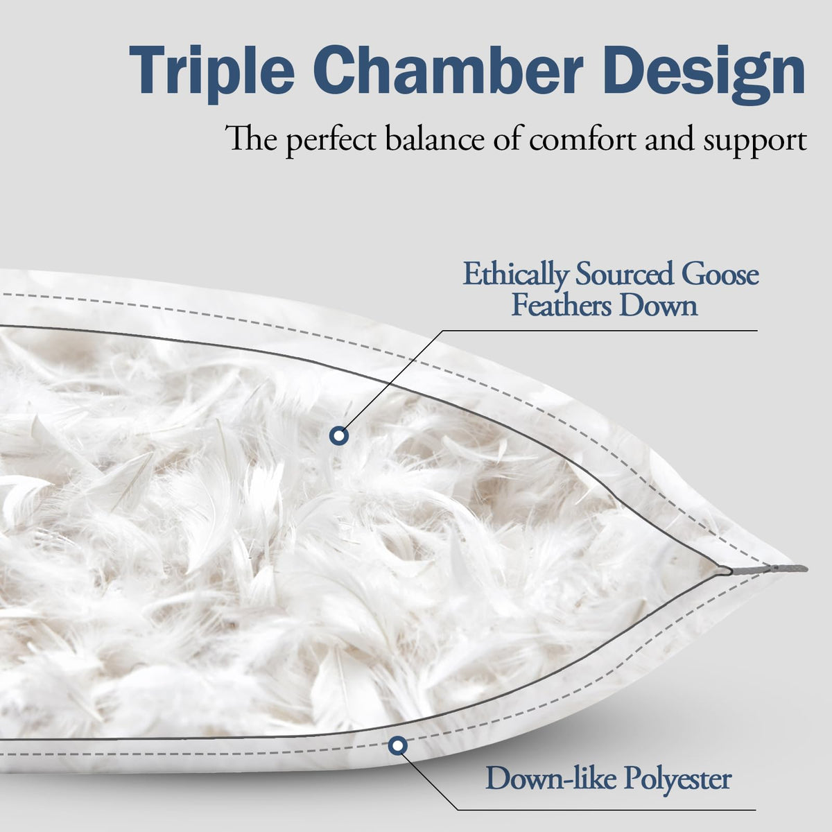 King Size Goose Feather Down Pillows Set of 2 P554