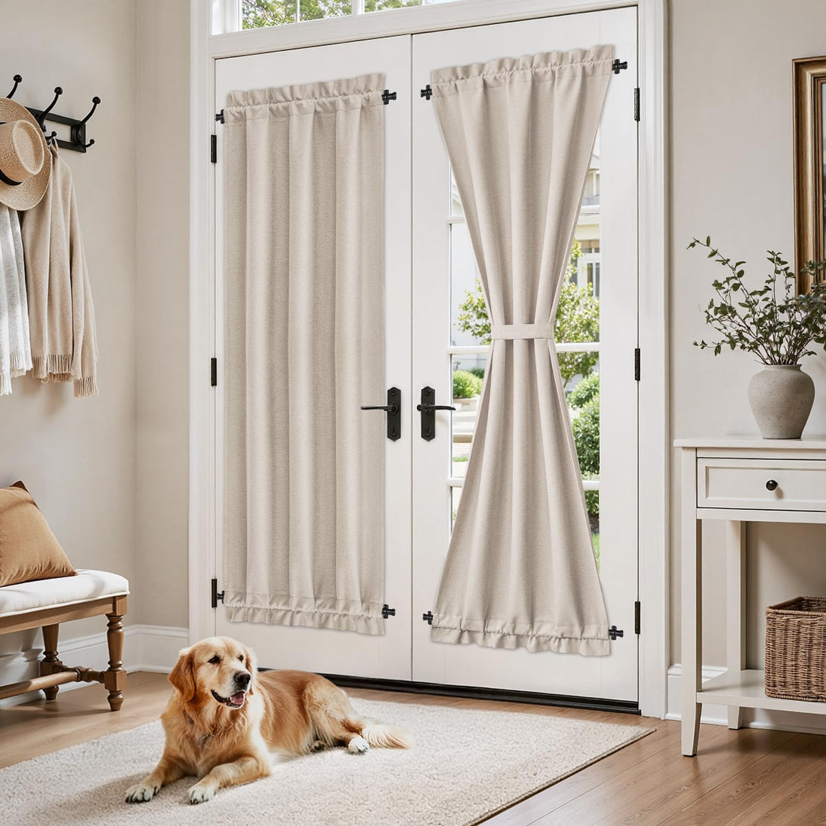 100% Blackout Linen Door Curtains 26x72 Inch B38023