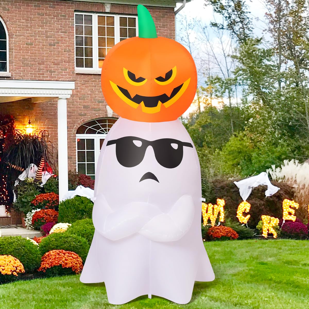 6.2 FT Halloween Inflatables Ghost with Pumpkin G7414