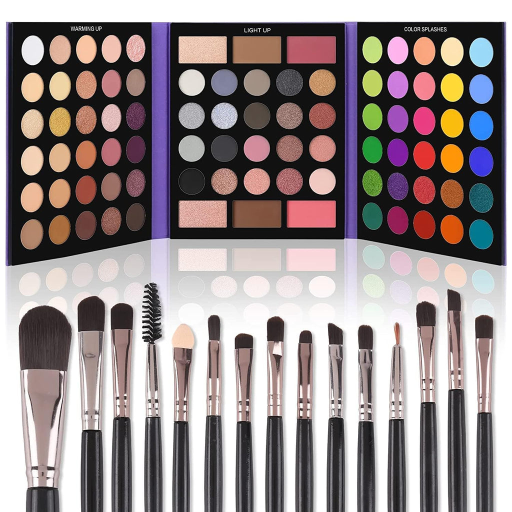 86 Colors Matte Shimmer Eyeshadow Palette with 15 Pcs Brushes W37007