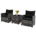 3 Piece Wicker Patio Furniture Set with Glass Topped Table O4698
