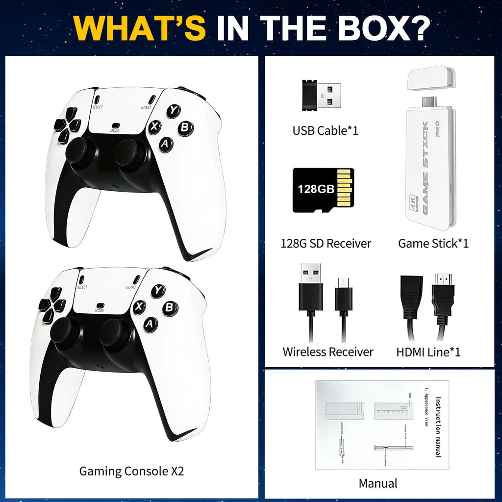 Retro Gaming Console Stick with Dual Wireless Controllers W8773