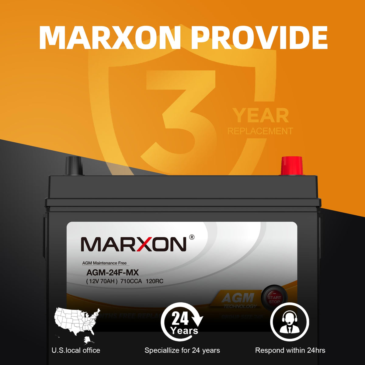 24F 12v 70AH 710CCA AGM Car Battery B238
