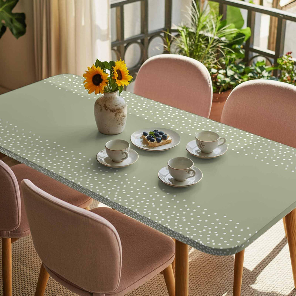 White Speckles Grain Fitted Rectangle Tablecloth 32" x 72" Elastic Waterproof Table Cover D534