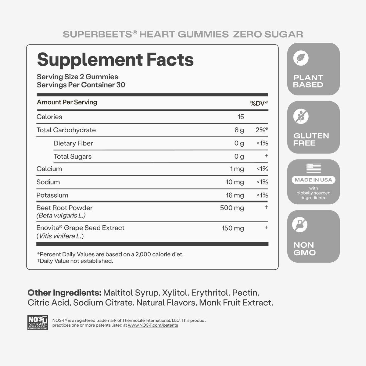 Zero Sugar Beet Gummies 60 Count W286