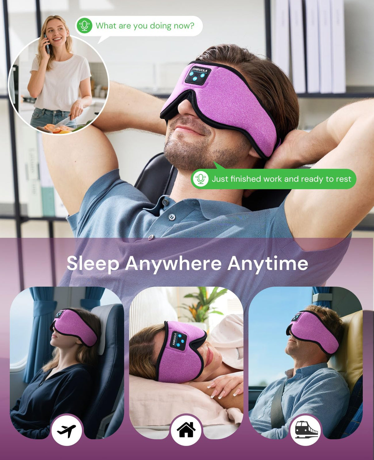 Bluetooth Sleep Mask with Blackout Eye Mask W787