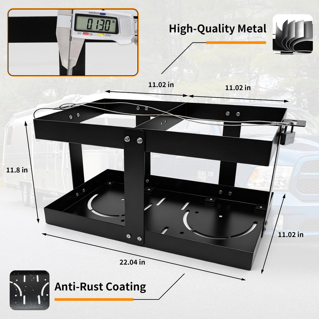 Gas Can Rack with Lock Cable and Rubber Pads C49207